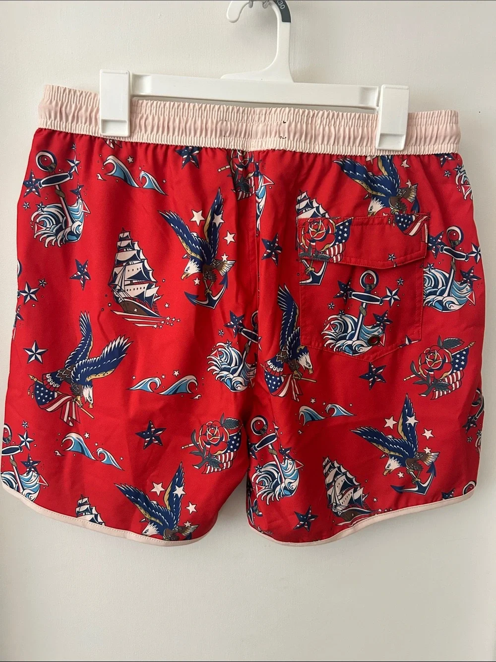 Men's Maamgic Red Nautical Print Swim Trunks